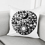 Black And White Japanese Yin Yang Print Pillow Cover