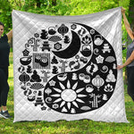 Black And White Japanese Yin Yang Print Quilt