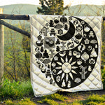Black And White Japanese Yin Yang Print Quilt
