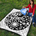 Black And White Japanese Yin Yang Print Quilt