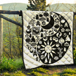 Black And White Japanese Yin Yang Print Quilt