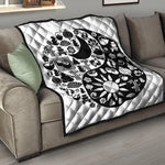 Black And White Japanese Yin Yang Print Quilt