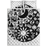 Black And White Japanese Yin Yang Print Quilt Bed Set