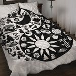 Black And White Japanese Yin Yang Print Quilt Bed Set