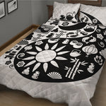 Black And White Japanese Yin Yang Print Quilt Bed Set