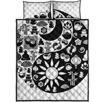 Black And White Japanese Yin Yang Print Quilt Bed Set