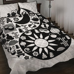 Black And White Japanese Yin Yang Print Quilt Bed Set