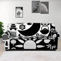 Black And White Japanese Yin Yang Print Sofa Cover
