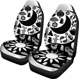 Black And White Japanese Yin Yang Print Universal Fit Car Seat Covers