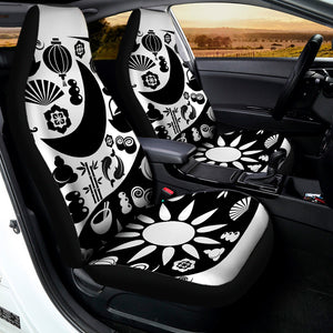 Black And White Japanese Yin Yang Print Universal Fit Car Seat Covers