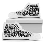 Black And White Japanese Yin Yang Print White High Top Shoes