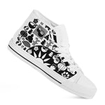 Black And White Japanese Yin Yang Print White High Top Shoes