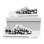 Black And White Japanese Yin Yang Print White Low Top Shoes