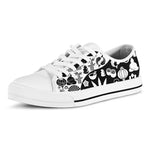 Black And White Japanese Yin Yang Print White Low Top Shoes