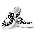 Black And White Japanese Yin Yang Print White Slip On Sneakers