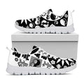 Black And White Japanese Yin Yang Print White Running Shoes