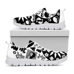Black And White Japanese Yin Yang Print White Sneakers
