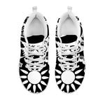 Black And White Japanese Yin Yang Print White Sneakers
