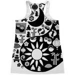 Black And White Japanese Yin Yang Print Women's Racerback Tank Top