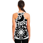 Black And White Japanese Yin Yang Print Women's Racerback Tank Top