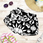 Black And White Japanese Yin Yang Print Women's Shorts