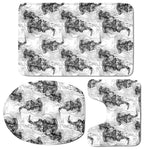 Black And White Jellyfish Pattern Print 3 Piece Bath Mat Set