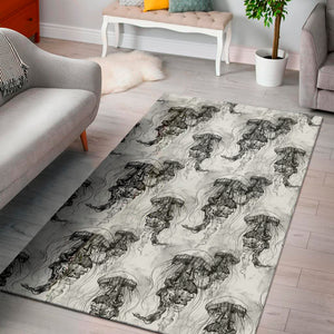 Black And White Jellyfish Pattern Print Area Rug