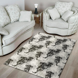 Black And White Jellyfish Pattern Print Area Rug