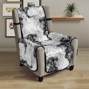 Black And White Jellyfish Pattern Print Armchair Protector