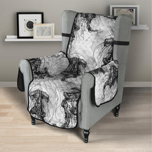 Black And White Jellyfish Pattern Print Armchair Protector