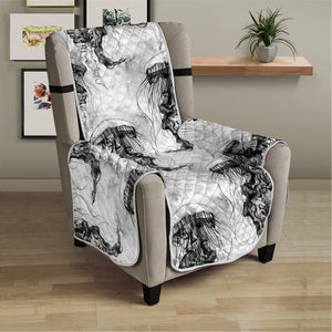 Black And White Jellyfish Pattern Print Armchair Protector