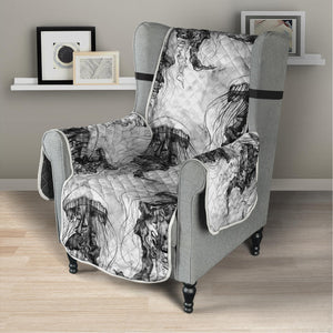 Black And White Jellyfish Pattern Print Armchair Protector