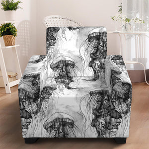 Black And White Jellyfish Pattern Print Armchair Slipcover