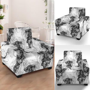 Black And White Jellyfish Pattern Print Armchair Slipcover