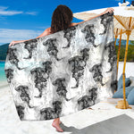 Black And White Jellyfish Pattern Print Beach Sarong Wrap