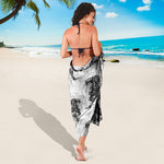 Black And White Jellyfish Pattern Print Beach Sarong Wrap