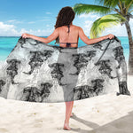 Black And White Jellyfish Pattern Print Beach Sarong Wrap