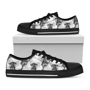 Black And White Jellyfish Pattern Print Black Low Top Shoes