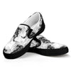 Black And White Jellyfish Pattern Print Black Slip On Shoes