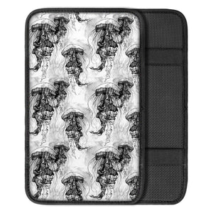 Black And White Jellyfish Pattern Print Car Center Console Cover