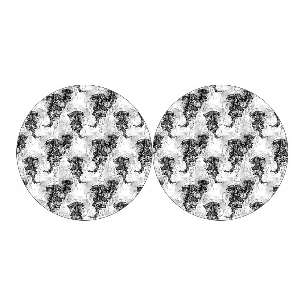 Black And White Jellyfish Pattern Print Car Coasters