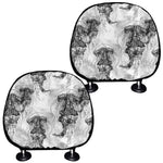 Black And White Jellyfish Pattern Print Car Headrest Covers