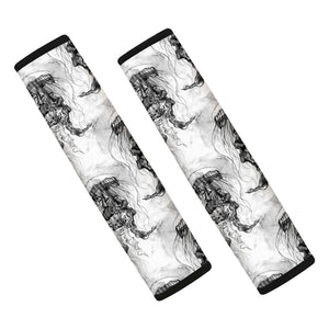 Black And White Jellyfish Pattern Print Car Seat Belt Covers