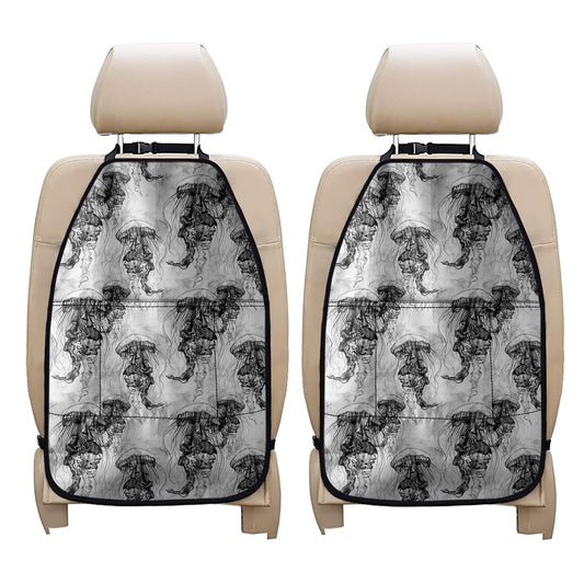 Black And White Jellyfish Pattern Print Car Seat Organizers