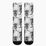 Black And White Jellyfish Pattern Print Crew Socks