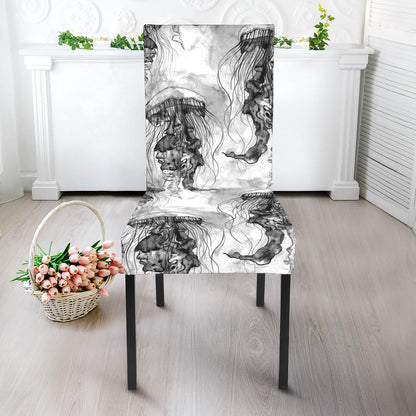 Black And White Jellyfish Pattern Print Dining Chair Slipcover