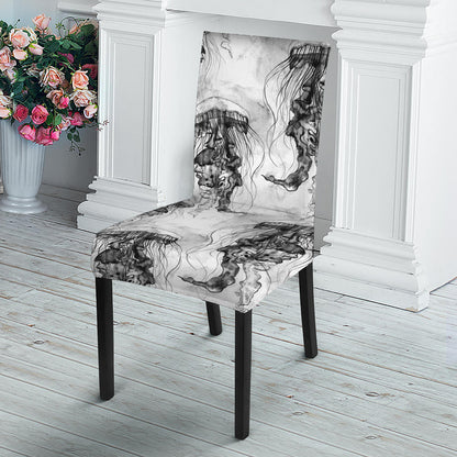 Black And White Jellyfish Pattern Print Dining Chair Slipcover