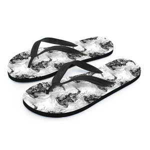 Black And White Jellyfish Pattern Print Flip Flops