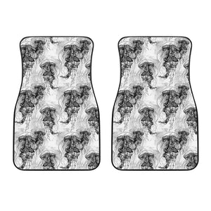 Black And White Jellyfish Pattern Print Front Car Floor Mats