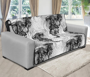 Black And White Jellyfish Pattern Print Futon Protector